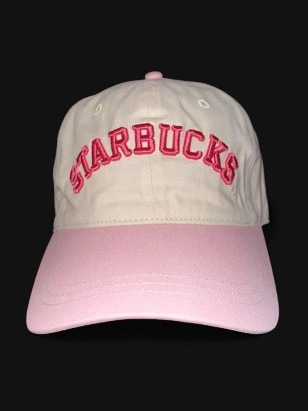 Starbucks Cream and Pink Baseball Cap with Hot Pink Embroidered Logo